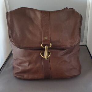 Fat Face Pia Mulifuctional Brown Leather Adjustable Backpack